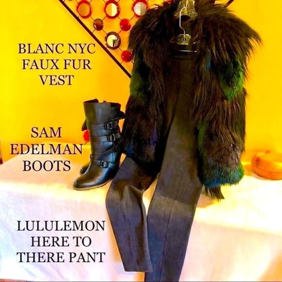 BLANK NYC PLUSH FAUX FUR VEST M NWT BLUE/BLACK COLOR BLEND - Picture 5 of 15